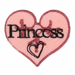 Applicatie Hart Princess roze - 5st