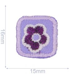 Applicatie Bloem lila in klein vierkant - 5st
