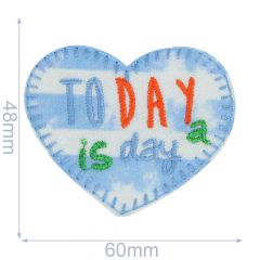 Applicatie Hart To day is a day blauw-wit - 5st
