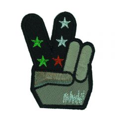 HKM Applicatie Peace hand met groene sterren - 5st