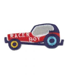 HKM Applicatie auto racer boy rood en blauw - 5st