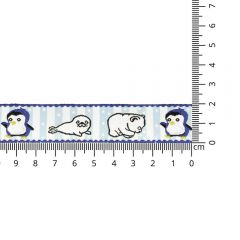Geweven band ijsbeer-pinguin-zeehond 20mm - 25m - 01