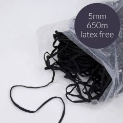 Mondkapjes elastiek latex vrij 5mm zwart - 650-1050m