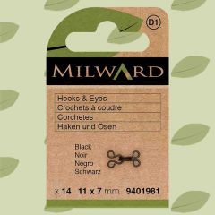 Milward Haken en ogen nr.0-13 zwart - 5x8-14st